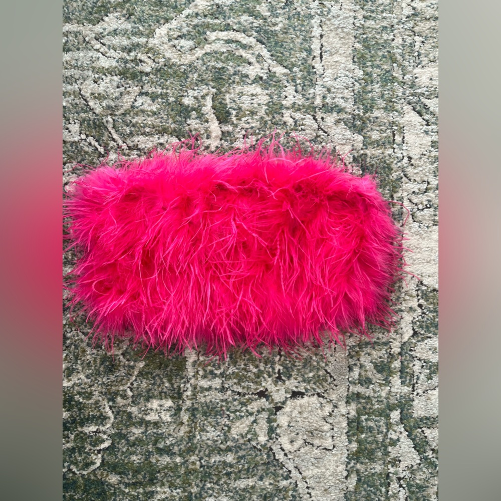 Club L London Hot Pink Feather Strapless Top